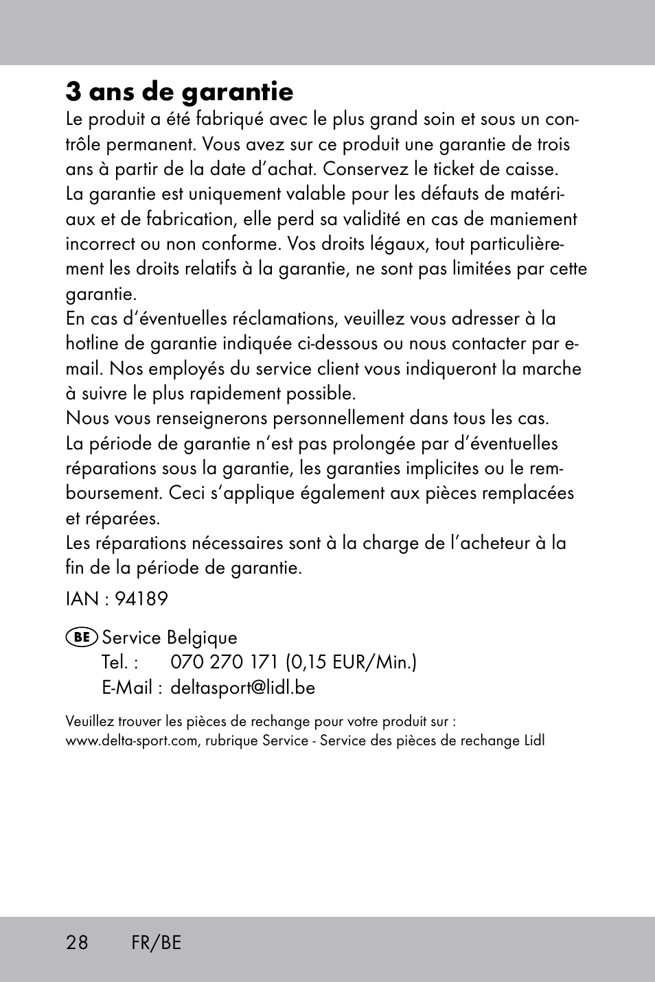 3 ans de garantie | Florabest Knee Pads User Manual | Page 26 / 36