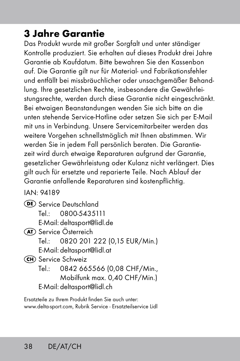 3 jahre garantie | Florabest Knee Pads User Manual | Page 36 / 36