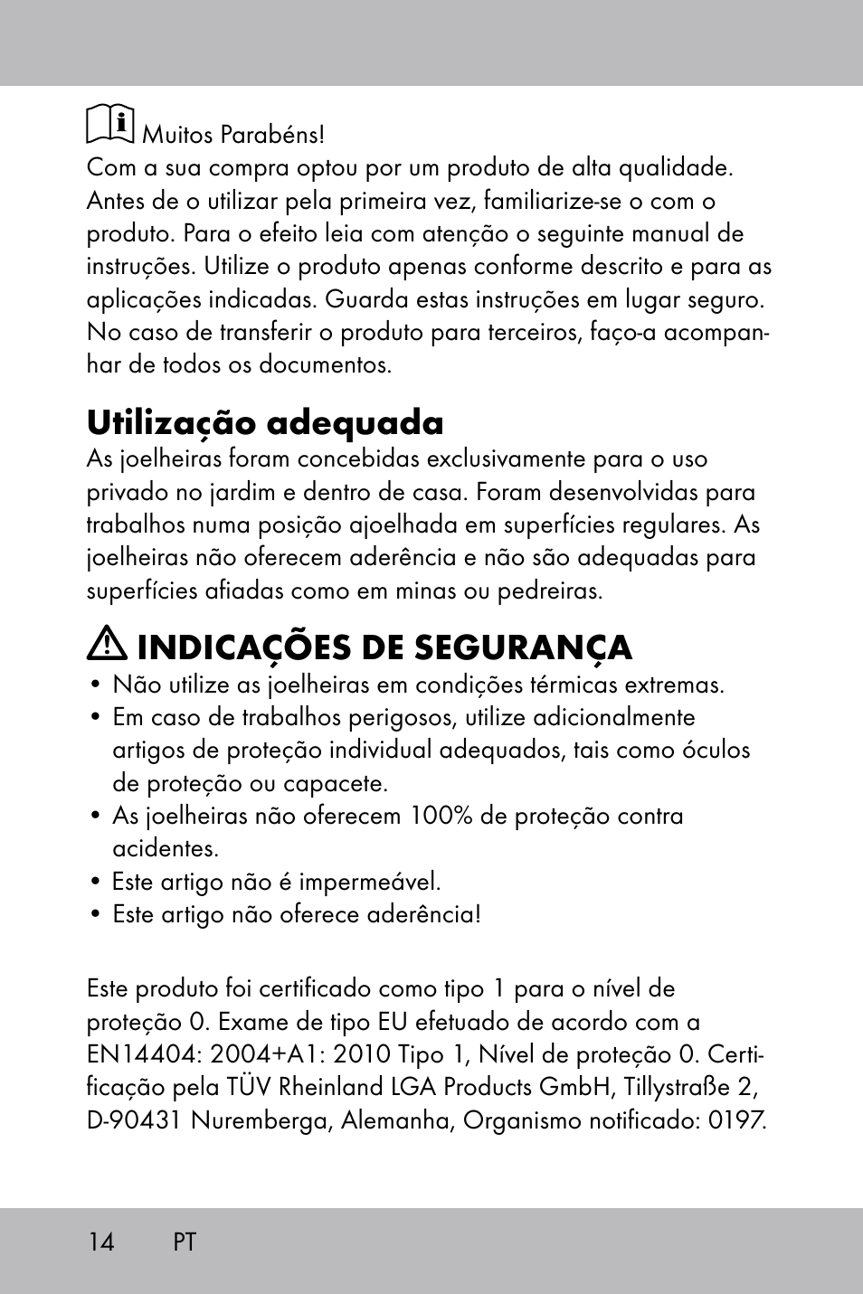 Utilização adequada, Indicações de segurança | Florabest Knee Pads User Manual | Page 12 / 28