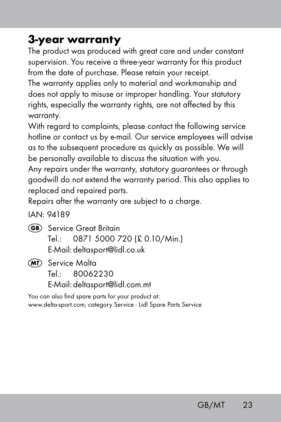 Year warranty | Florabest Knee Pads User Manual | Page 21 / 28