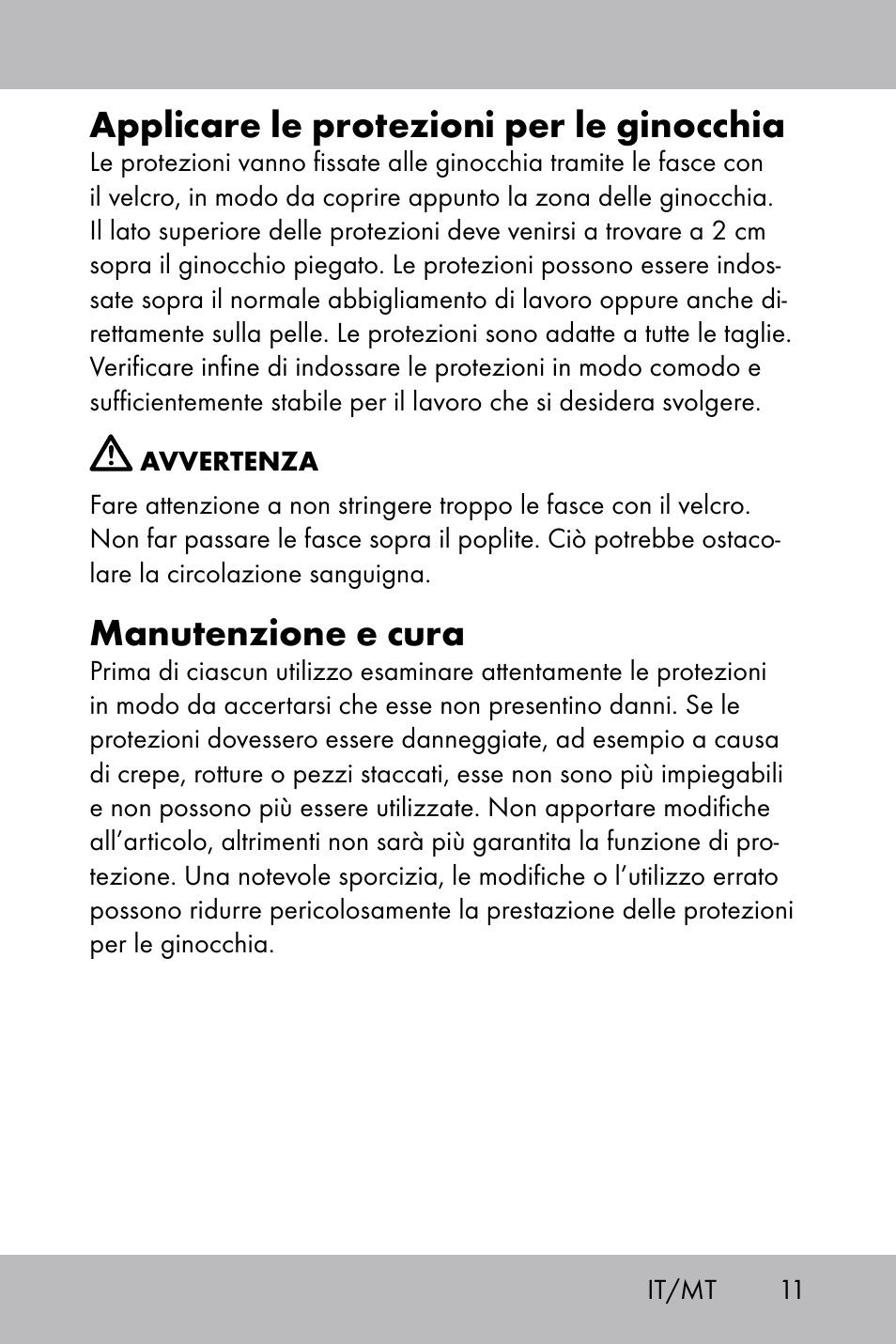 Applicare le protezioni per le ginocchia, Manutenzione e cura | Florabest Knee Pads User Manual | Page 9 / 28