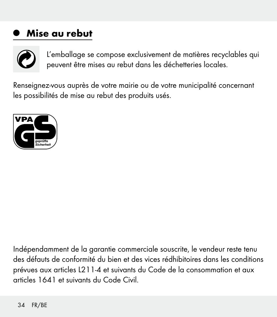 Mise au rebut | Florabest Z31309 User Manual | Page 34 / 47