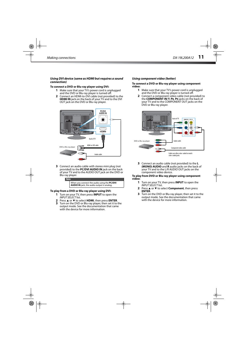 Using component video (better) | Dynex DX-19L200A12 User Manual | Page 15 / 48