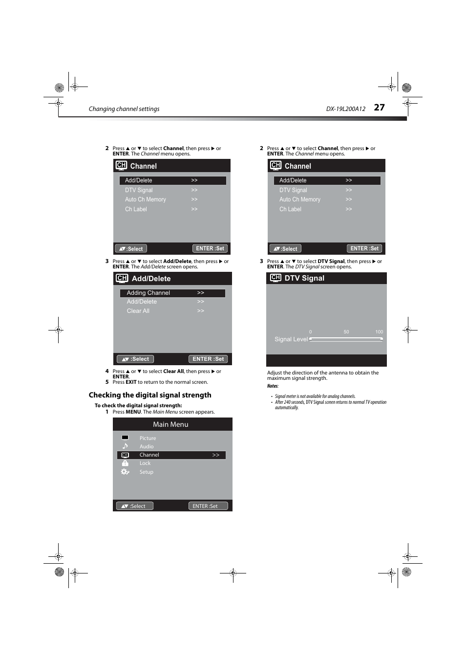 Checking the digital signal strength | Dynex DX-19L200A12 User Manual | Page 31 / 48