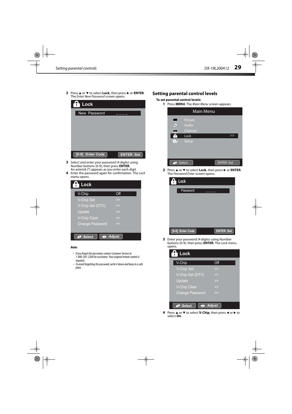 Setting parental control levels | Dynex DX-19L200A12 User Manual | Page 33 / 48