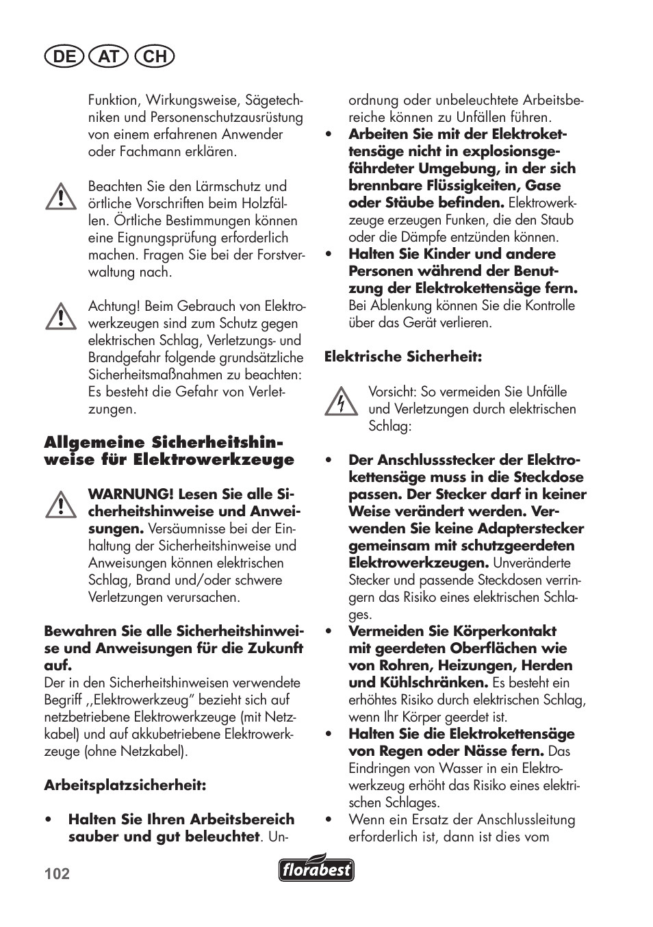 De at ch | Florabest FKS 2200 C2 User Manual | Page 102 / 128