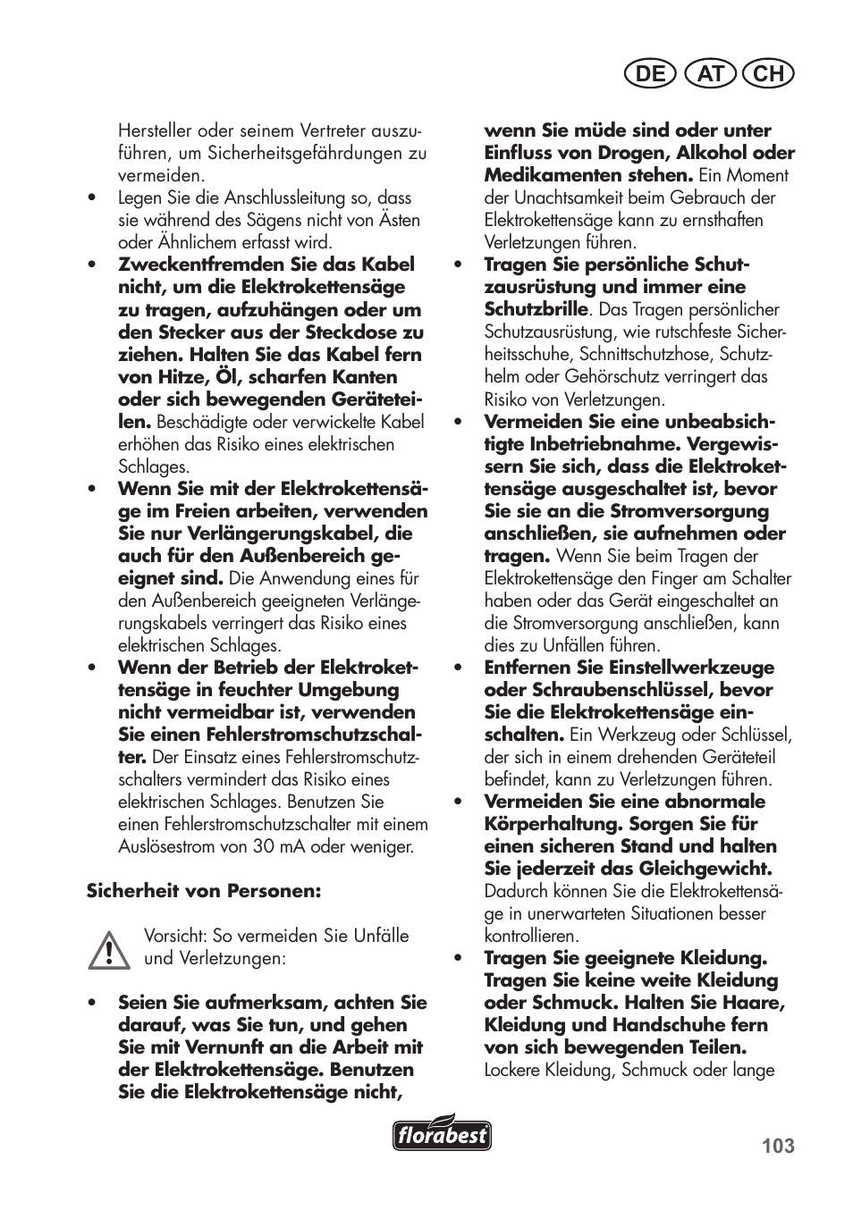 At ch de | Florabest FKS 2200 C2 User Manual | Page 103 / 128