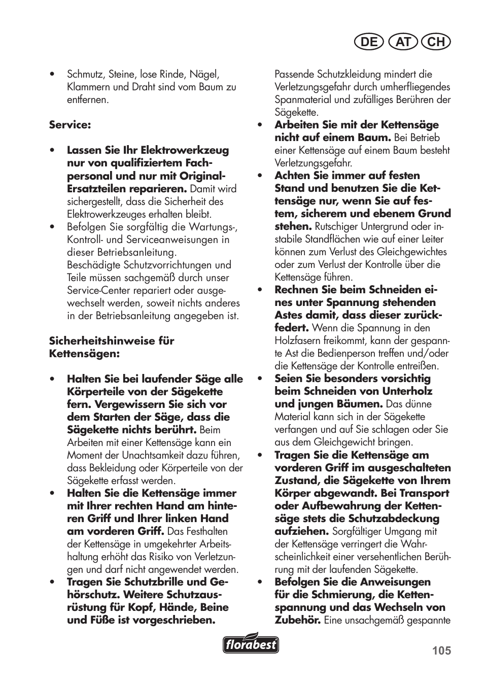 At ch de | Florabest FKS 2200 C2 User Manual | Page 105 / 128