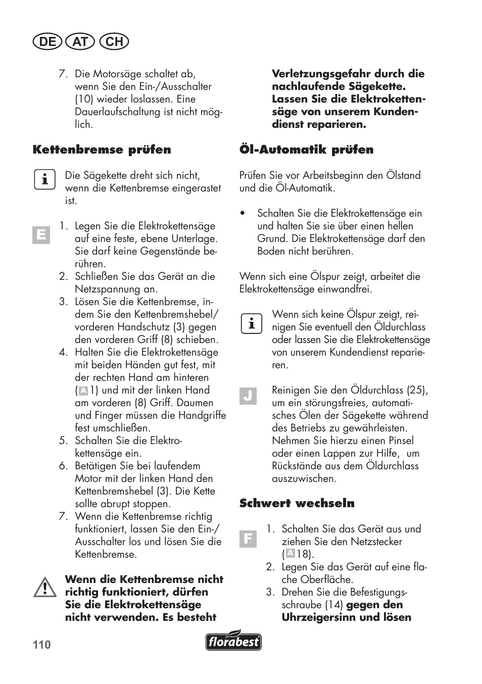 De at ch | Florabest FKS 2200 C2 User Manual | Page 110 / 128