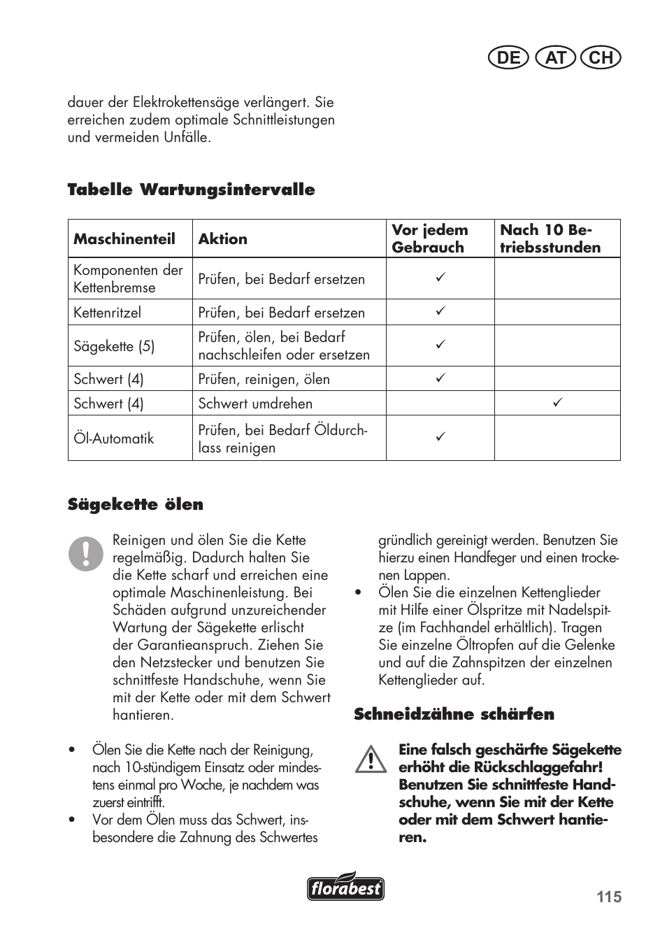 At ch de | Florabest FKS 2200 C2 User Manual | Page 115 / 128