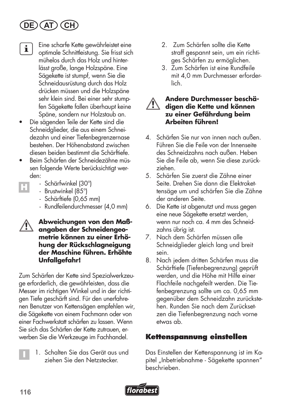 De at ch | Florabest FKS 2200 C2 User Manual | Page 116 / 128