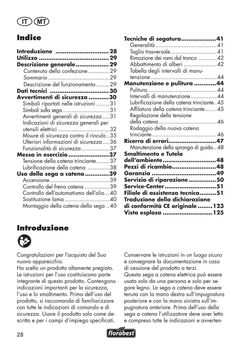Introduzione, Indice, It mt | Florabest FKS 2200 C2 User Manual | Page 28 / 128