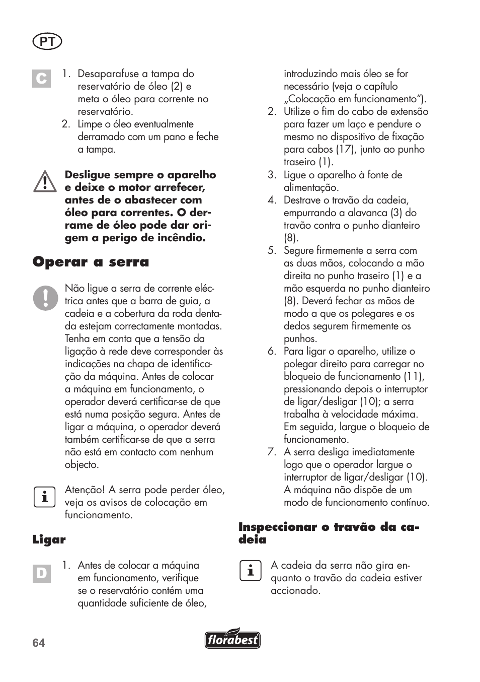 Operar a serra | Florabest FKS 2200 C2 User Manual | Page 64 / 128