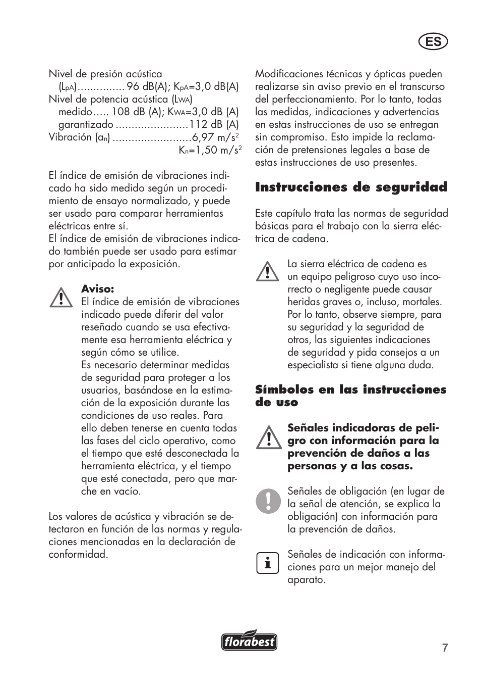 Instrucciones de seguridad | Florabest FKS 2200 C2 User Manual | Page 7 / 128