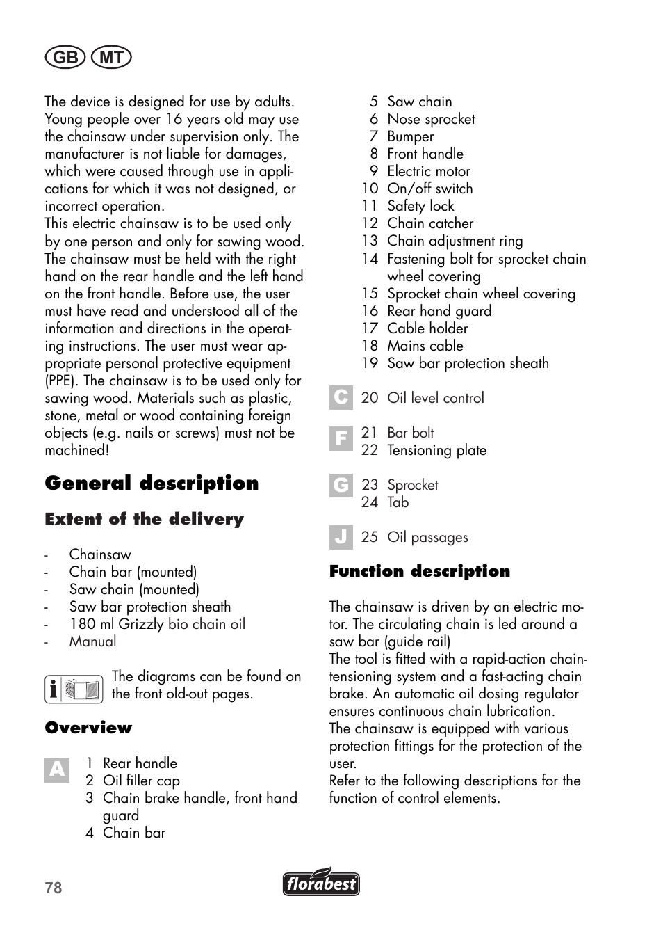 General description, Gb mt | Florabest FKS 2200 C2 User Manual | Page 78 / 128