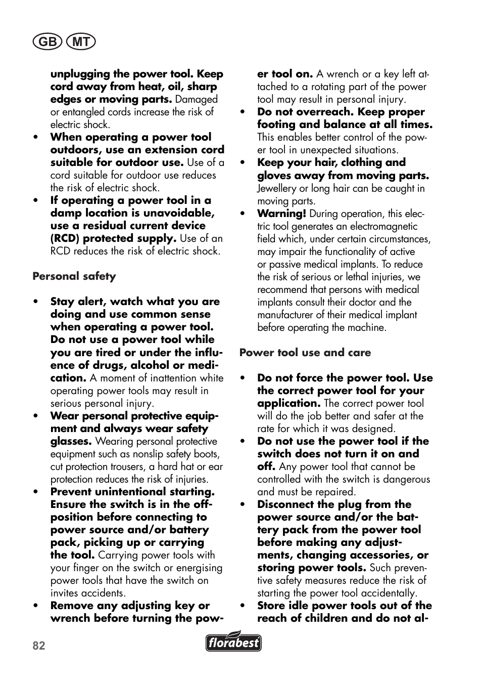Gb mt | Florabest FKS 2200 C2 User Manual | Page 82 / 128
