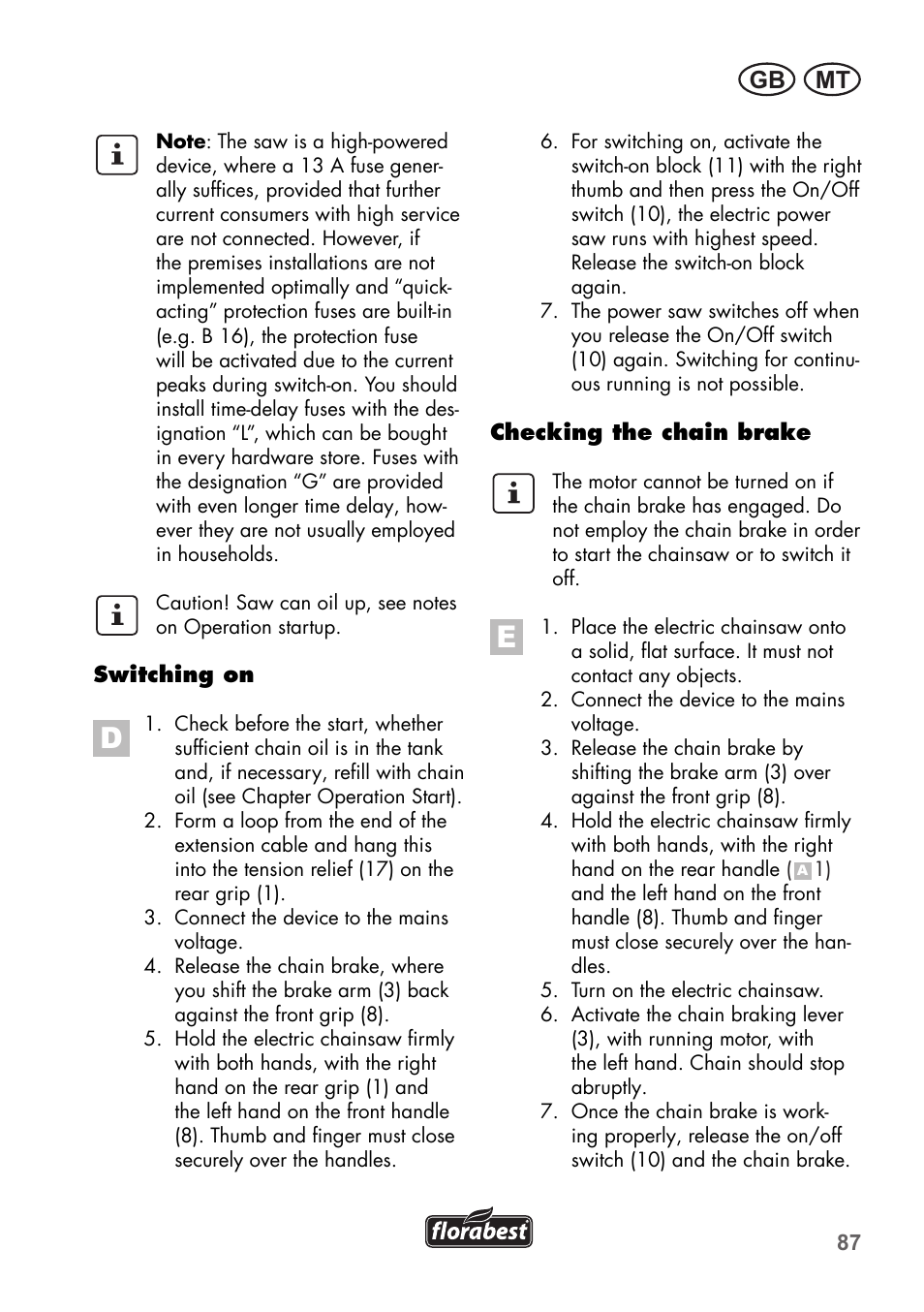 Mt gb | Florabest FKS 2200 C2 User Manual | Page 87 / 128