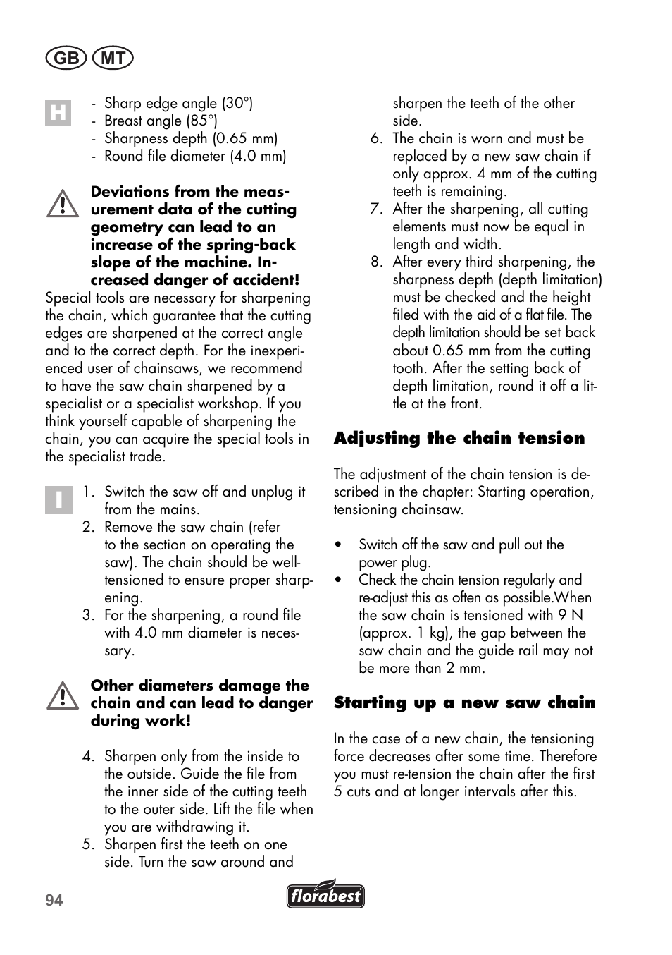 Gb mt | Florabest FKS 2200 C2 User Manual | Page 94 / 128