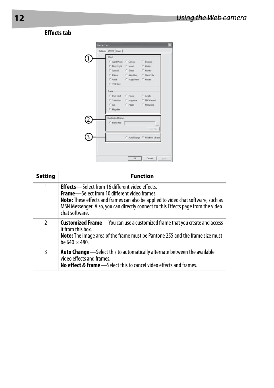 Using the web camera | Dynex DX-DTCAM User Manual | Page 12 / 44