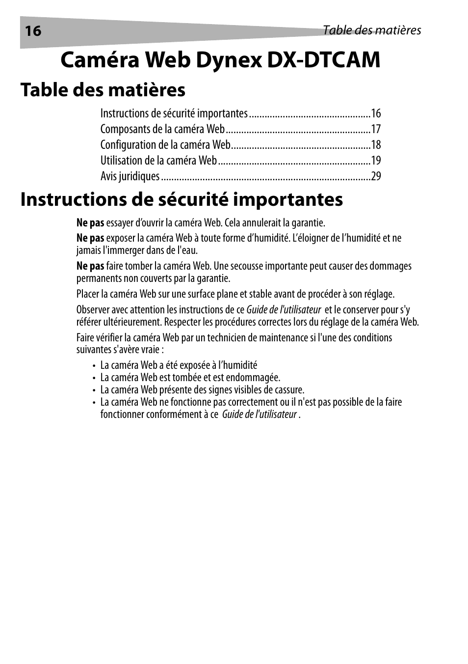 Dynex DX-DTCAM User Manual | Page 16 / 44