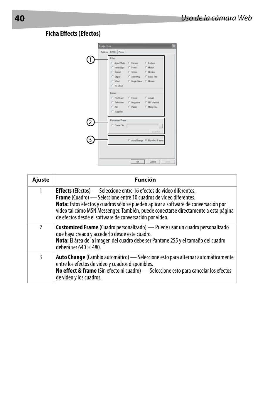 Uso de la cámara web | Dynex DX-DTCAM User Manual | Page 40 / 44