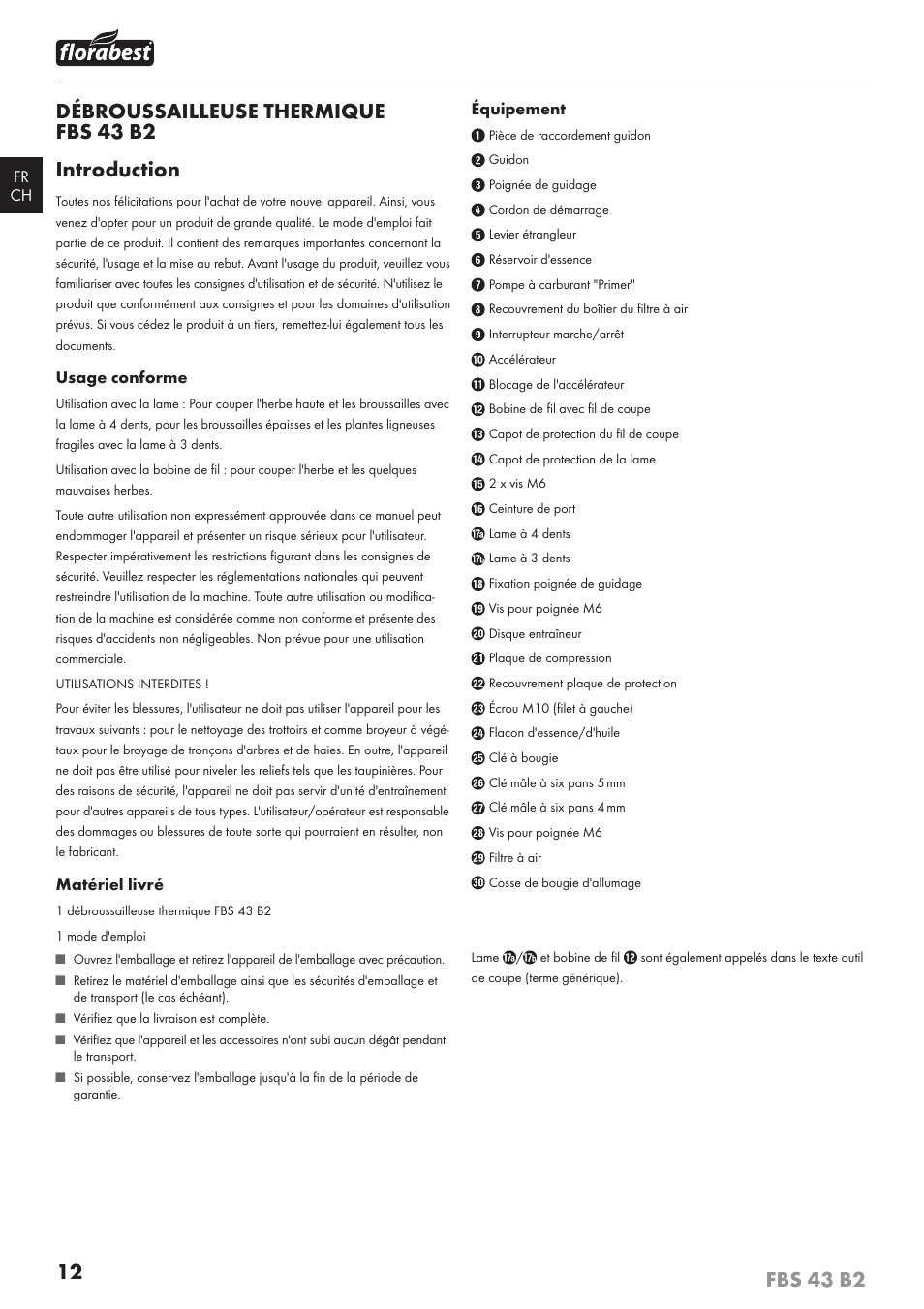 Débroussailleuse thermique fbs 43 b2 introduction | Florabest FBS 43 B2 User Manual | Page 17 / 56