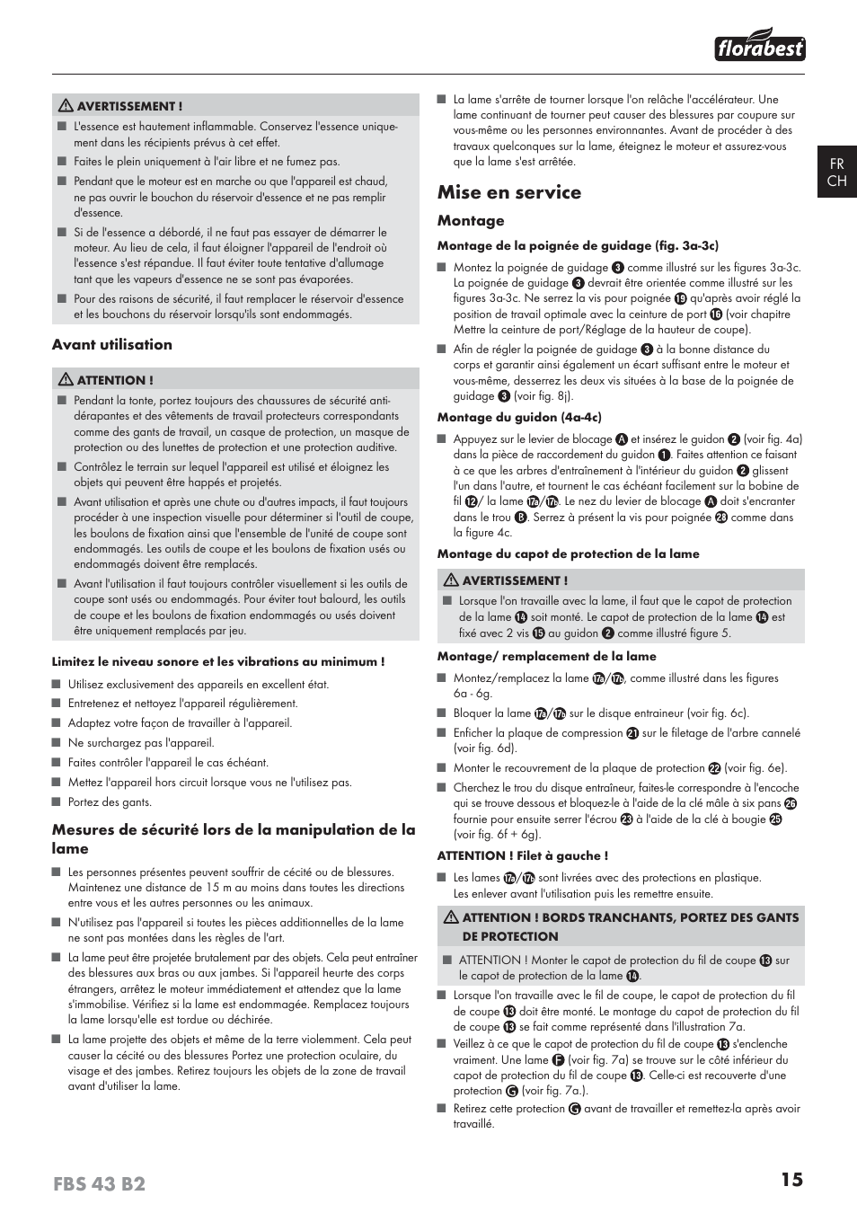 Mise en service | Florabest FBS 43 B2 User Manual | Page 20 / 56