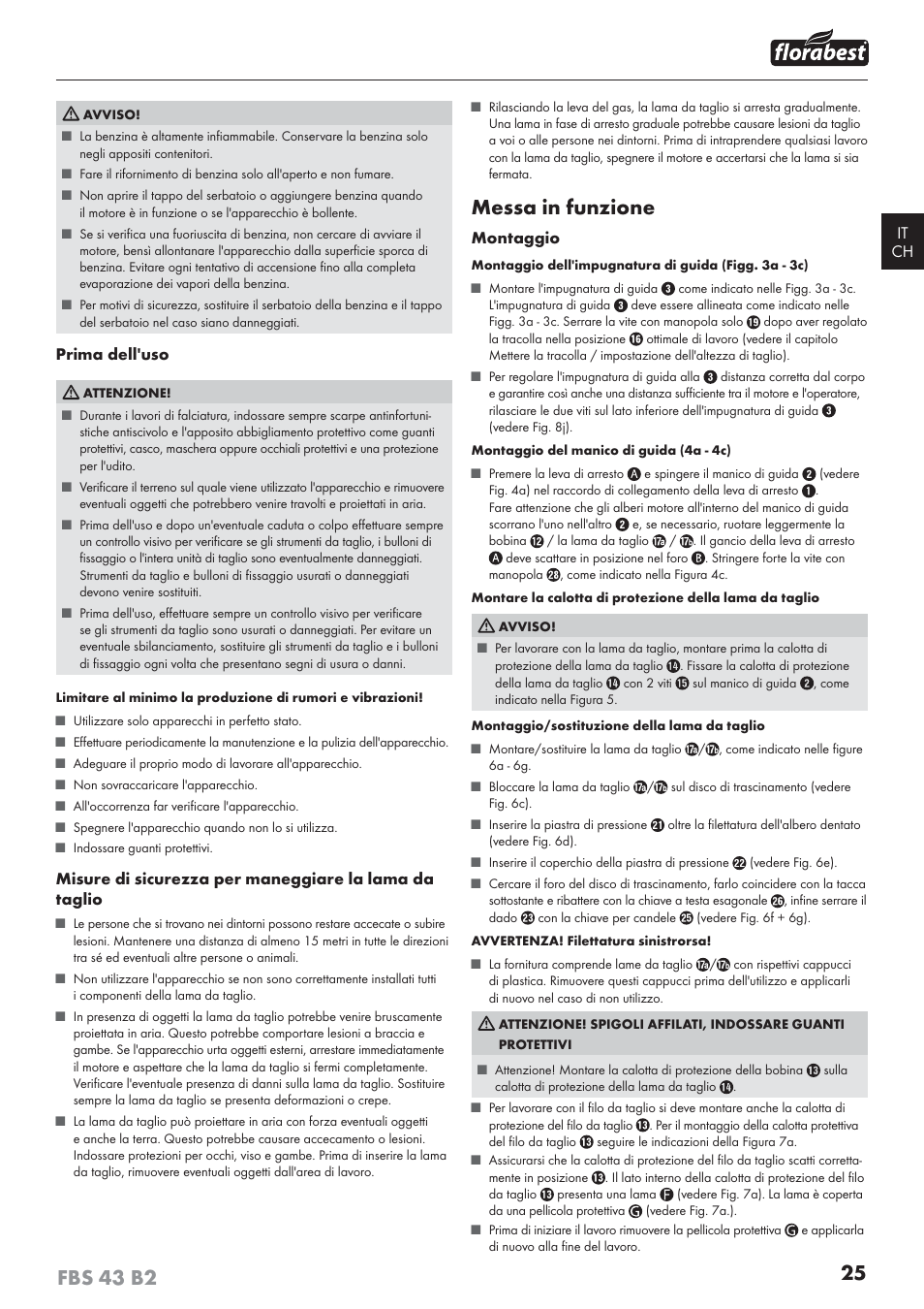 Messa in funzione | Florabest FBS 43 B2 User Manual | Page 30 / 56
