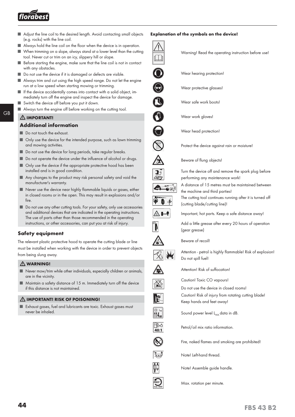 Florabest FBS 43 B2 User Manual | Page 49 / 56