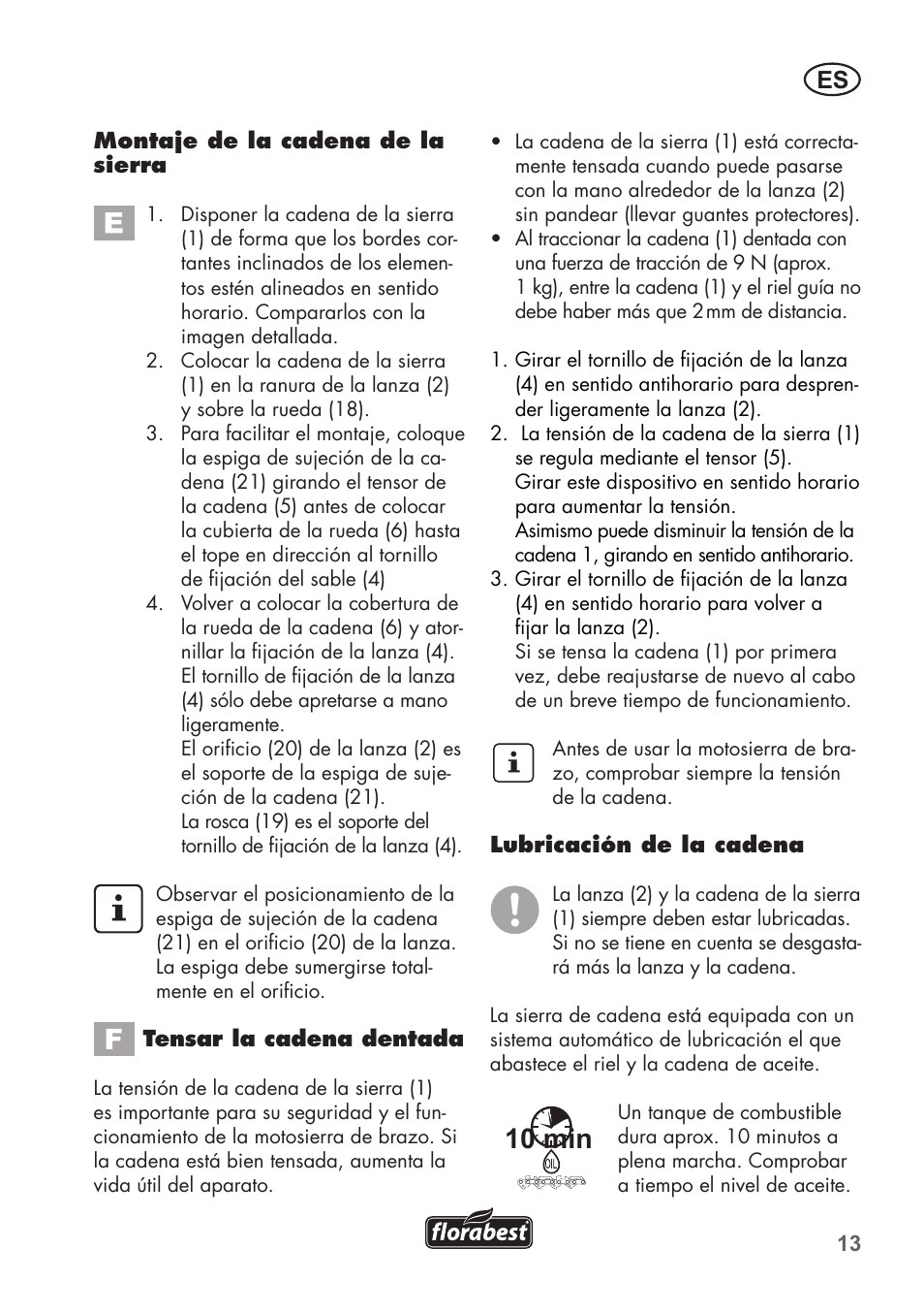 10 min | Florabest FHE 550 B2 User Manual | Page 13 / 76