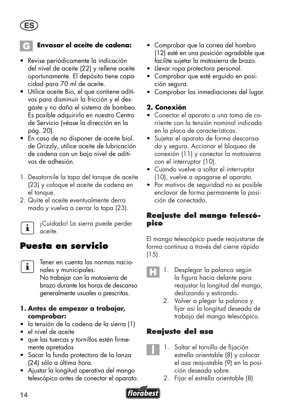 Puesta en servicio | Florabest FHE 550 B2 User Manual | Page 14 / 76
