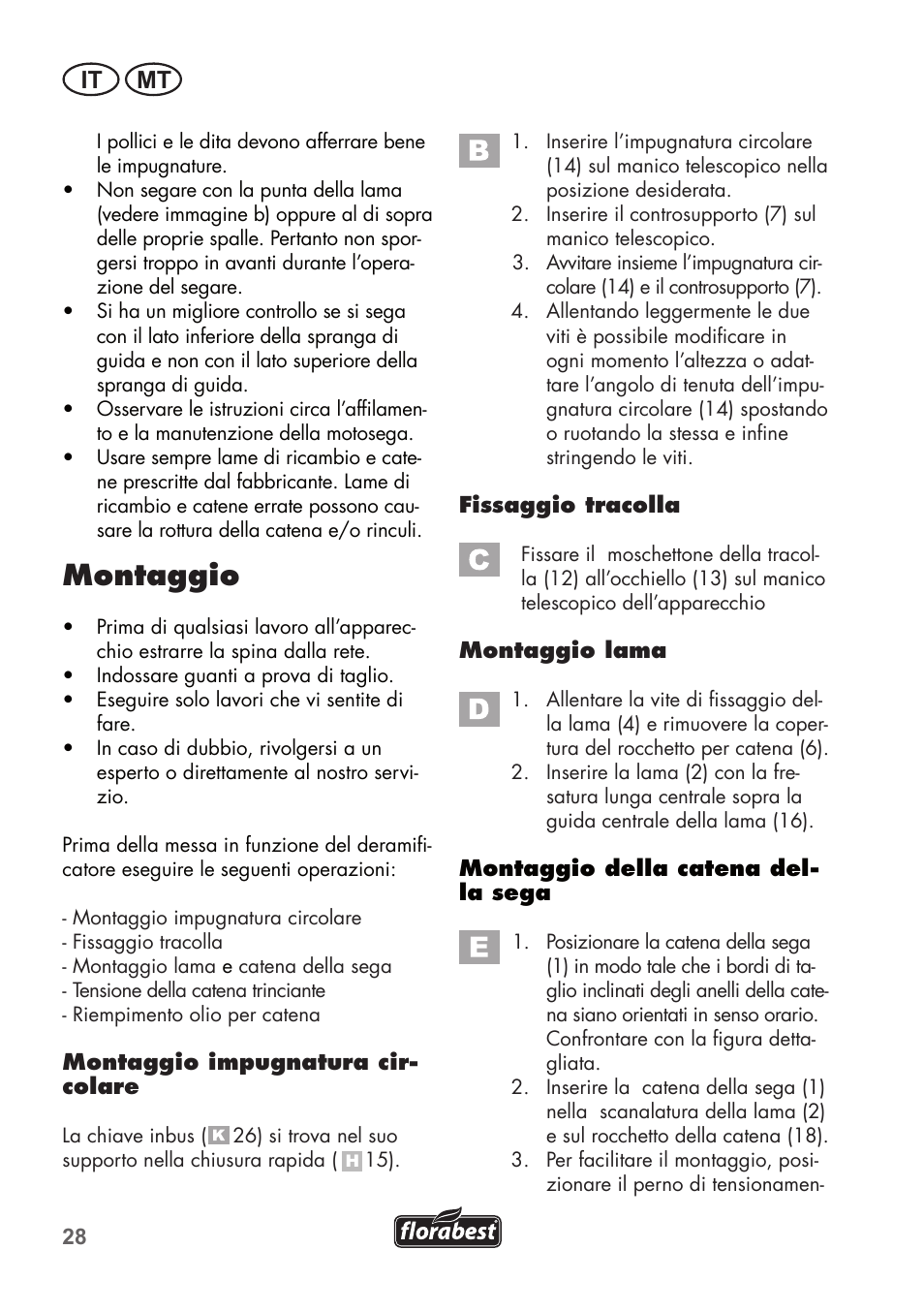 Montaggio, It mt | Florabest FHE 550 B2 User Manual | Page 28 / 76