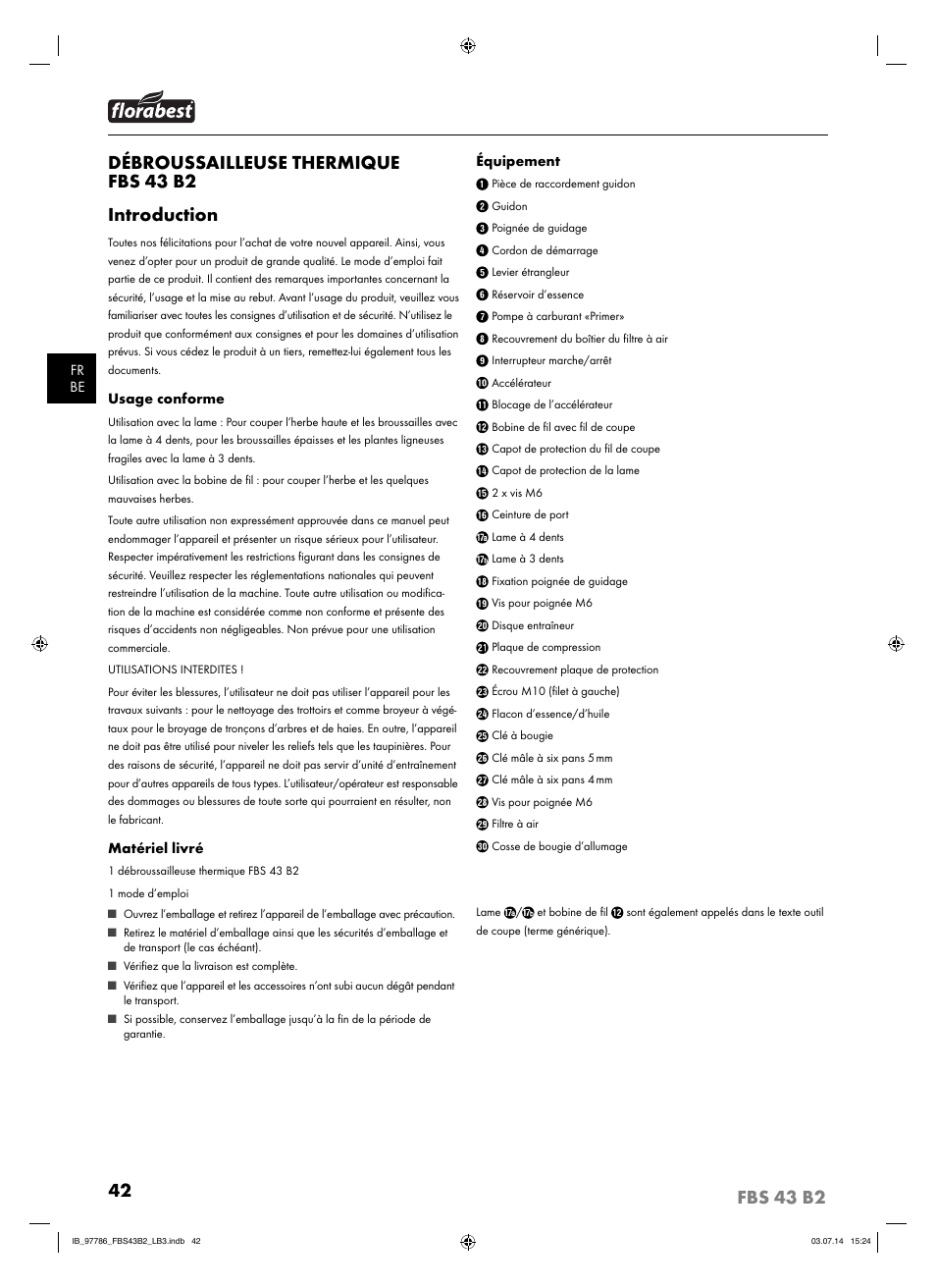 Débroussailleuse thermique fbs 43 b2 introduction | Florabest FBS 43 B2 User Manual | Page 47 / 76
