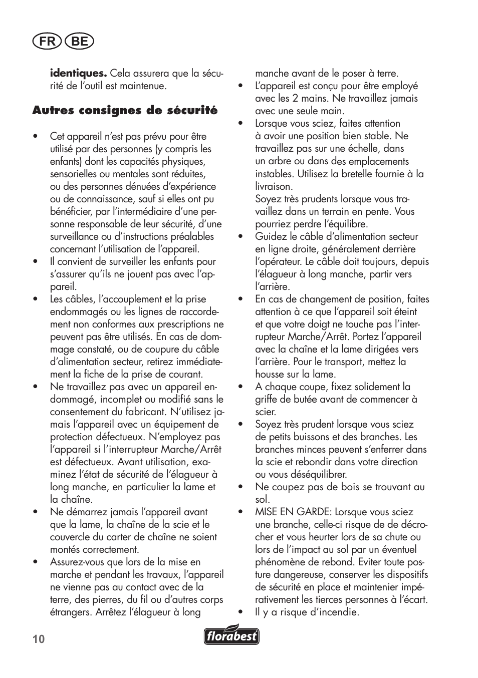Fr be | Florabest FHE 550 B2 User Manual | Page 10 / 76