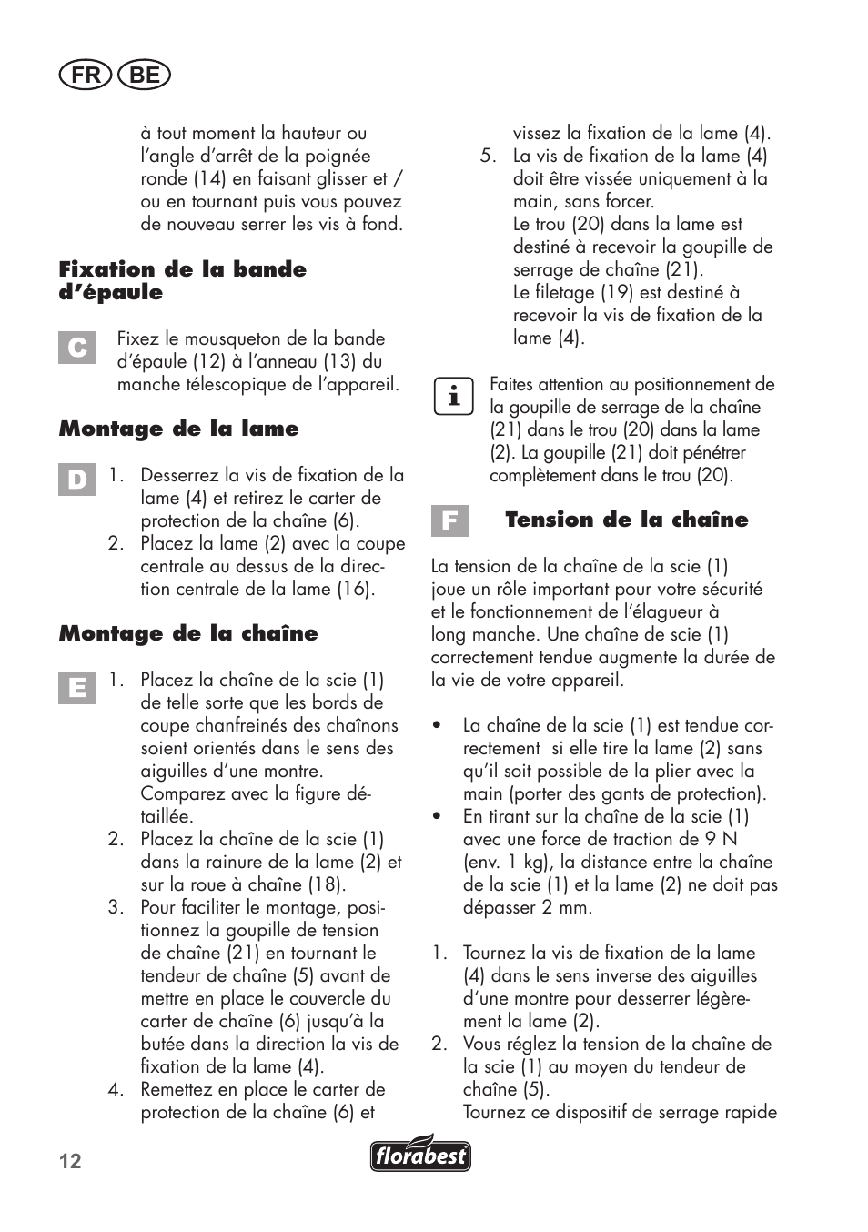 Fr be | Florabest FHE 550 B2 User Manual | Page 12 / 76
