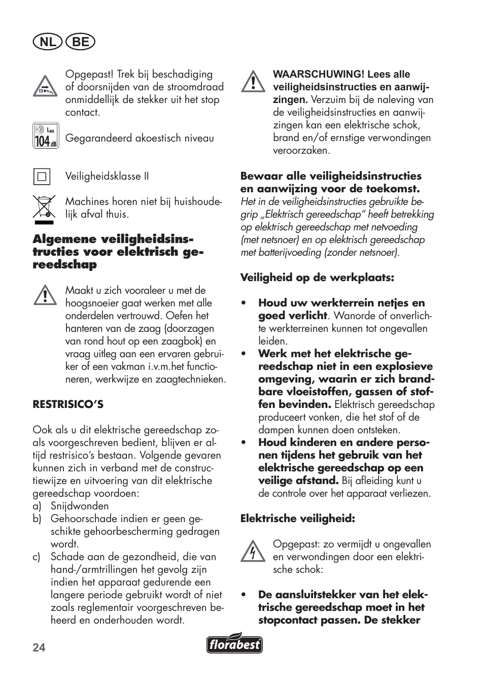 Nl be | Florabest FHE 550 B2 User Manual | Page 24 / 76