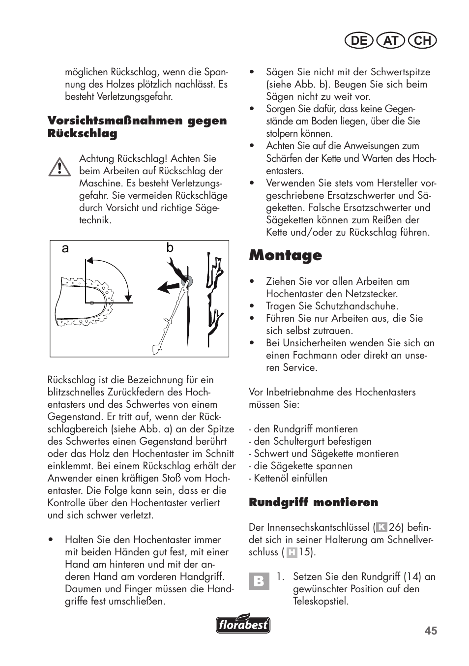 Montage, Ba bild 1, De at ch | Florabest FHE 550 B2 User Manual | Page 45 / 76