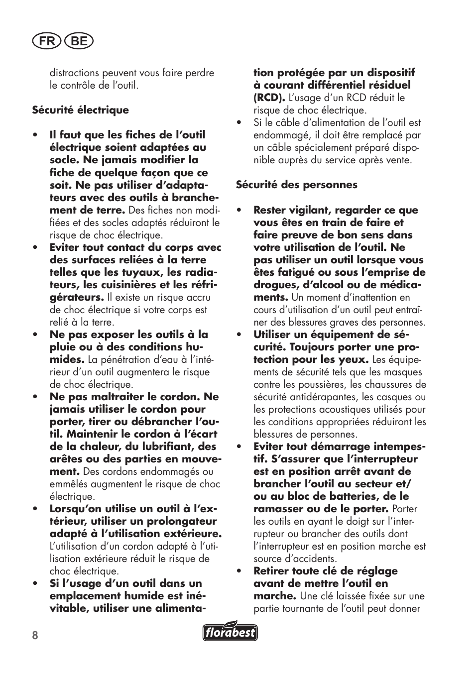 Fr be | Florabest FHE 550 B2 User Manual | Page 8 / 76