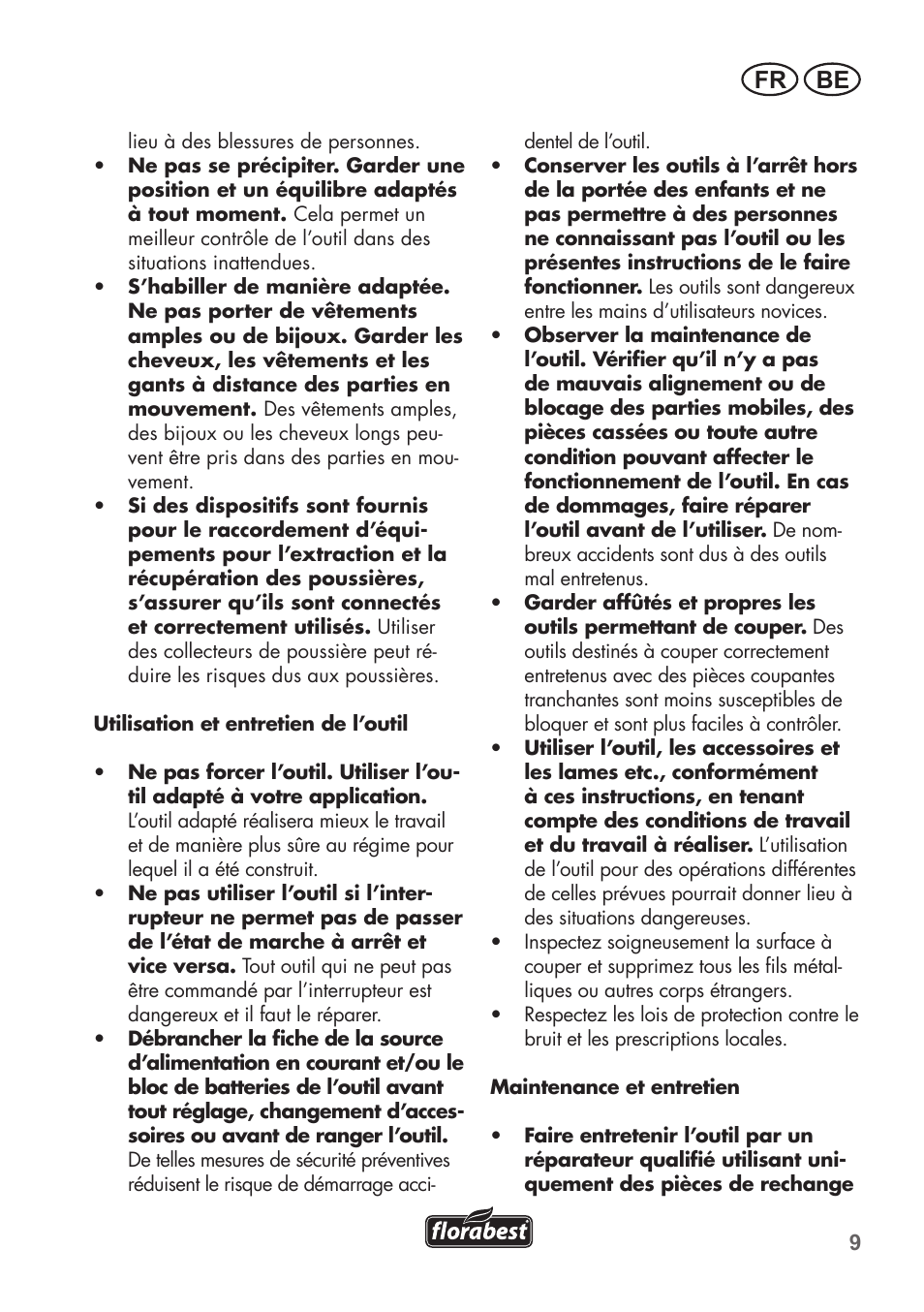 Fr be | Florabest FHE 550 B2 User Manual | Page 9 / 76
