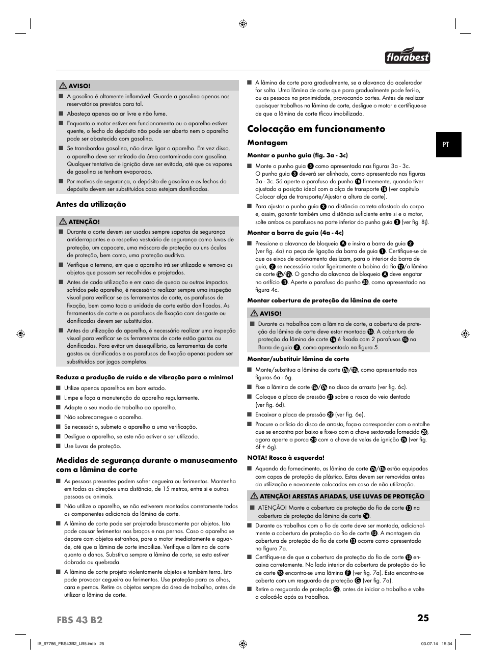 Colocação em funcionamento | Florabest FBS 43 B2 User Manual | Page 30 / 56