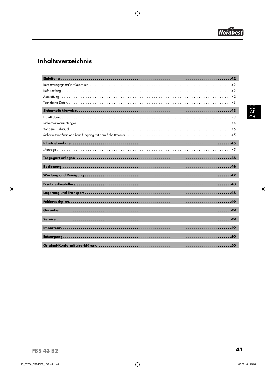 Florabest FBS 43 B2 User Manual | Page 46 / 56