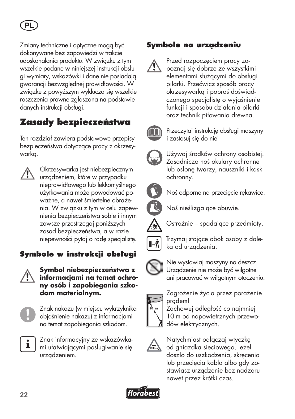 Zasady bezpieczeństwa | Florabest FHE 550 B2 User Manual | Page 22 / 108