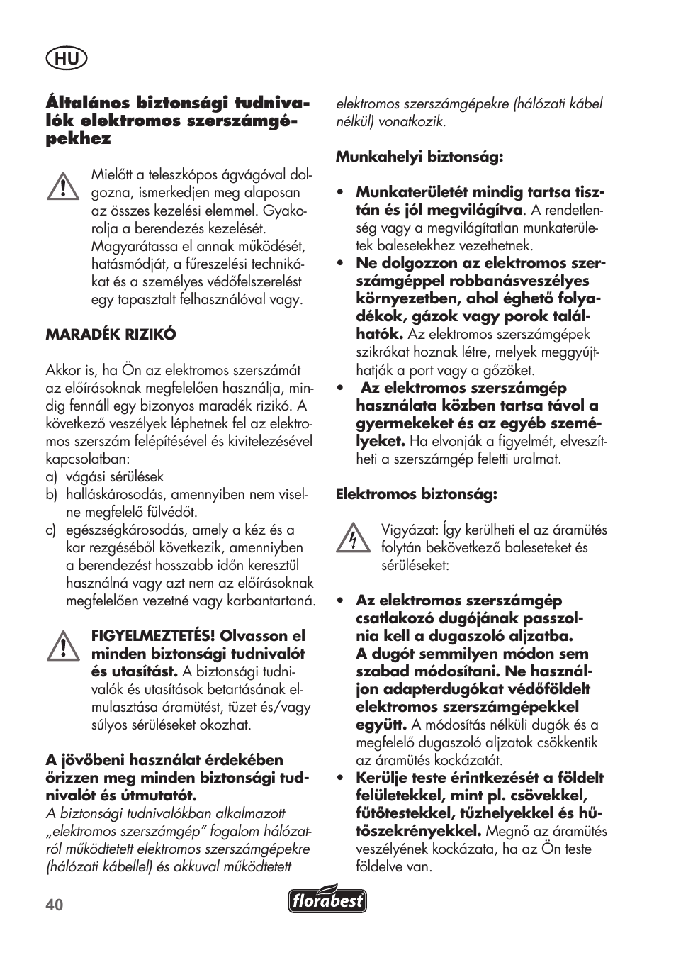 Florabest FHE 550 B2 User Manual | Page 40 / 108