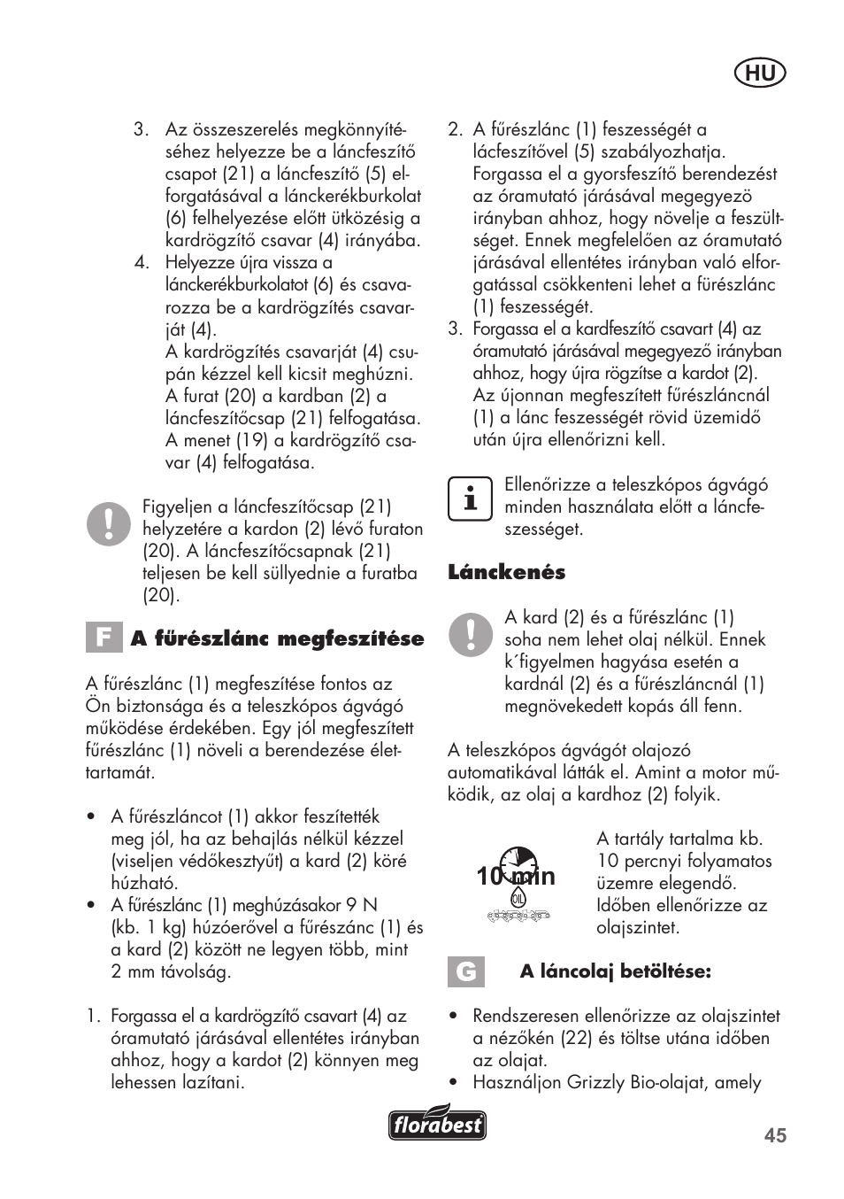 10 min | Florabest FHE 550 B2 User Manual | Page 45 / 108