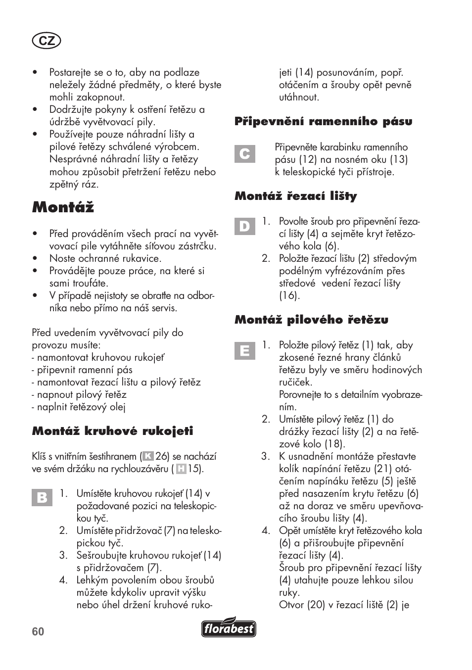 Montáž | Florabest FHE 550 B2 User Manual | Page 60 / 108