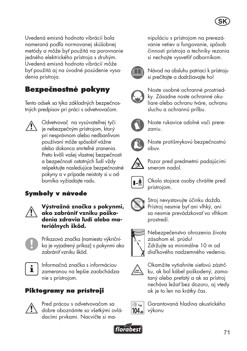 Bezpečnostné pokyny | Florabest FHE 550 B2 User Manual | Page 71 / 108