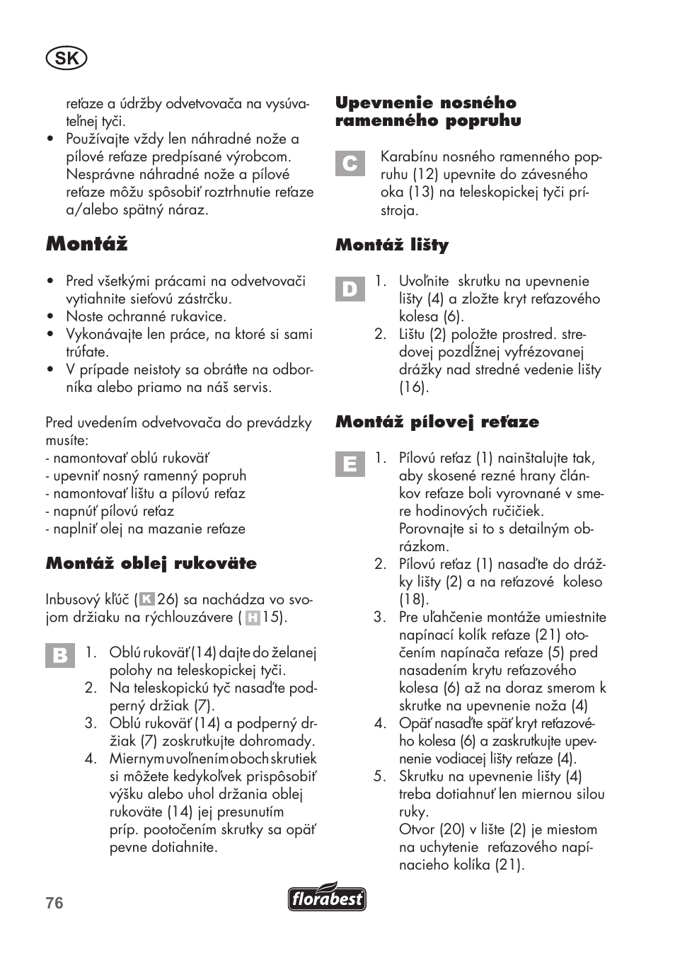 Montáž | Florabest FHE 550 B2 User Manual | Page 76 / 108