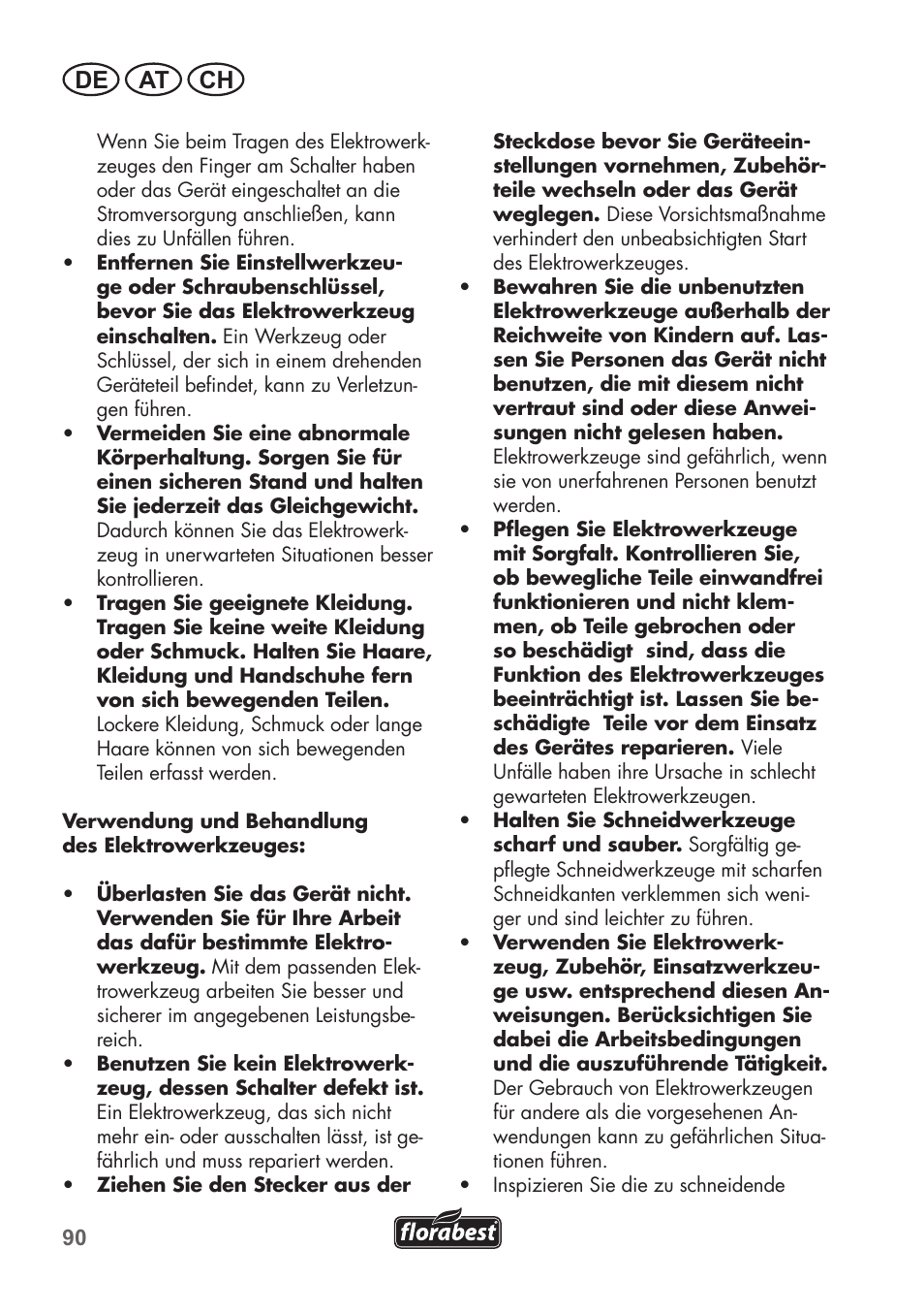 De at ch | Florabest FHE 550 B2 User Manual | Page 90 / 108