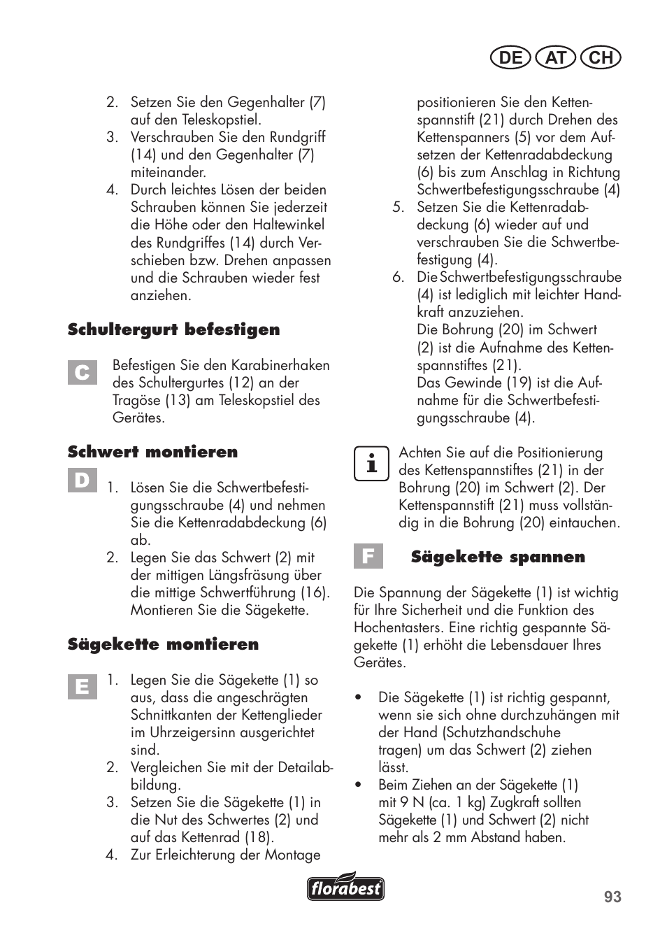 De at ch | Florabest FHE 550 B2 User Manual | Page 93 / 108