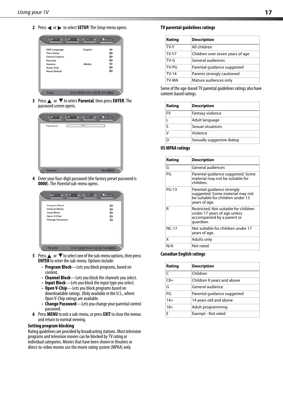 Using your tv | Dynex DX-PDP42-09 User Manual | Page 17 / 28